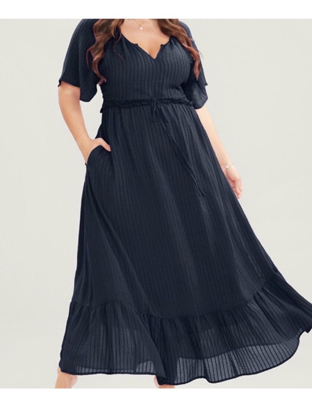 Women’s Navy Maxi Dress with Ruffle Hem BloomChic
